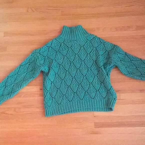 Zara girl’s knitwear teal diamond mockneck sweater - Picture 1 of 5